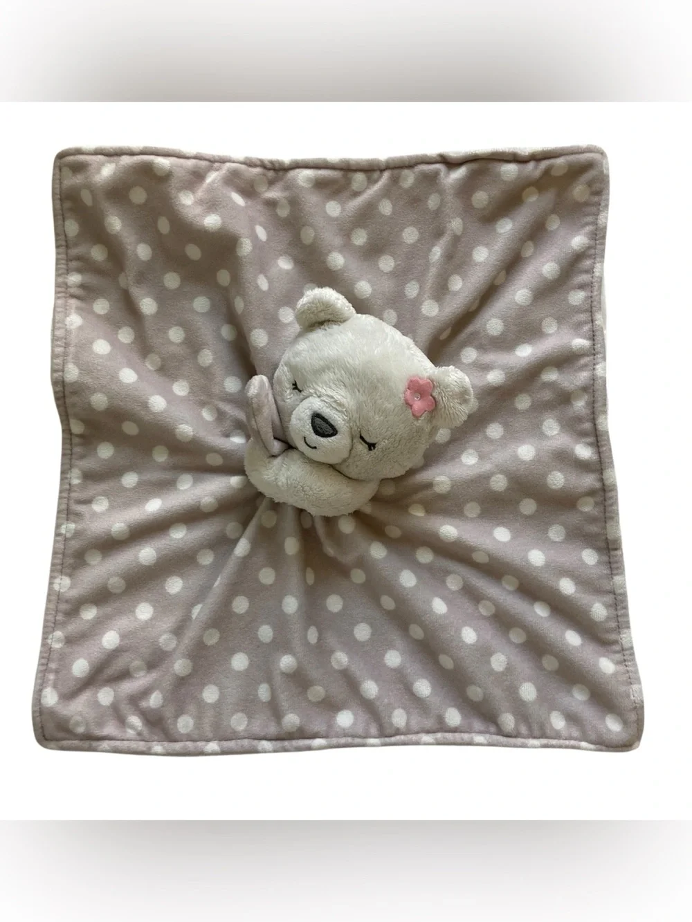 Lot - 2 Carters Bear Lovey 13” Security Blankets Flowers Polka Dot Spare 2019.